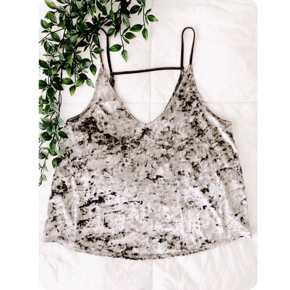 American Eagle charcoal crushed velvet tank.
